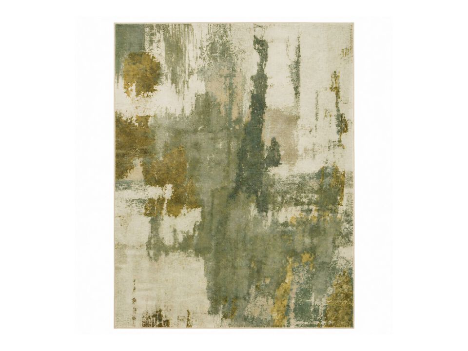 Modern Abstract Green Washable Area Rug 8x10 Non Slip Faux Wool Carpet