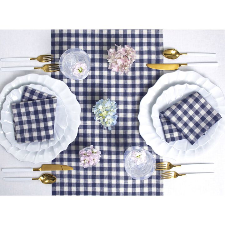 Linen Table Runner - Gingham Check