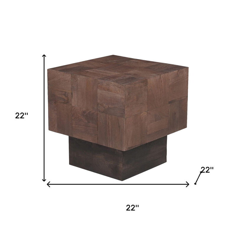 HomeRoots 22" Black And Brown Solid Wood Square End Table image number 6