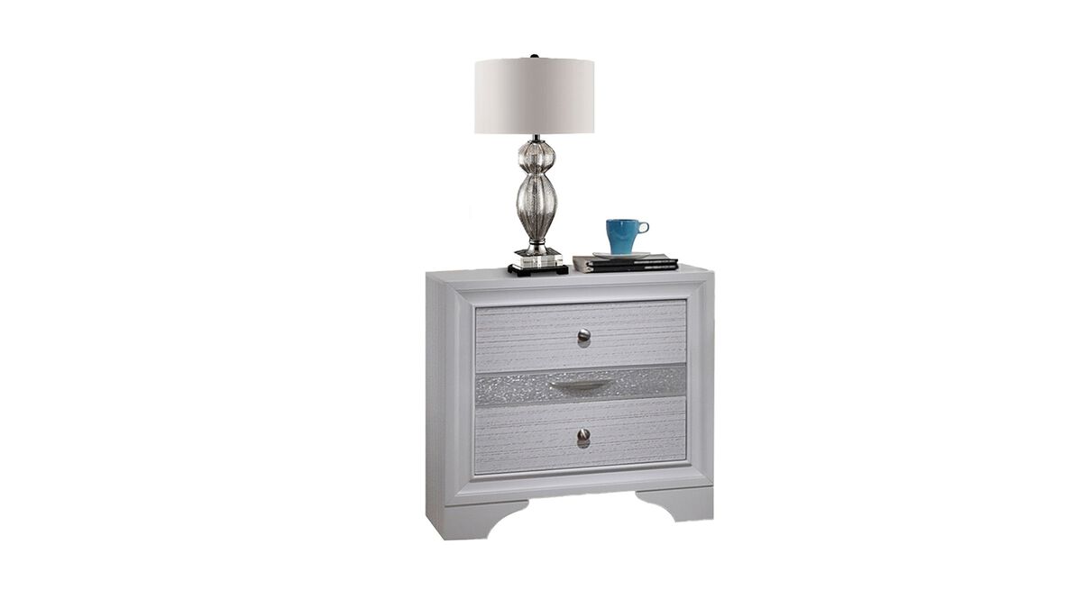 Streamdale Traditional Matrix 2 Drawer Nightstand In White Made With Wood