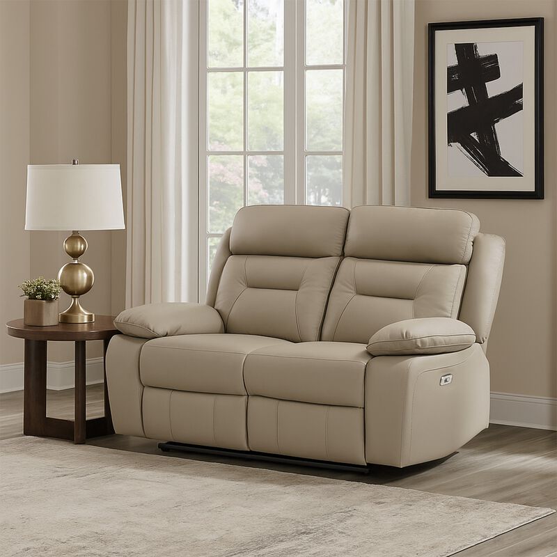 Conia Power Double Recliner Loveseat, Leather, USB image number 1