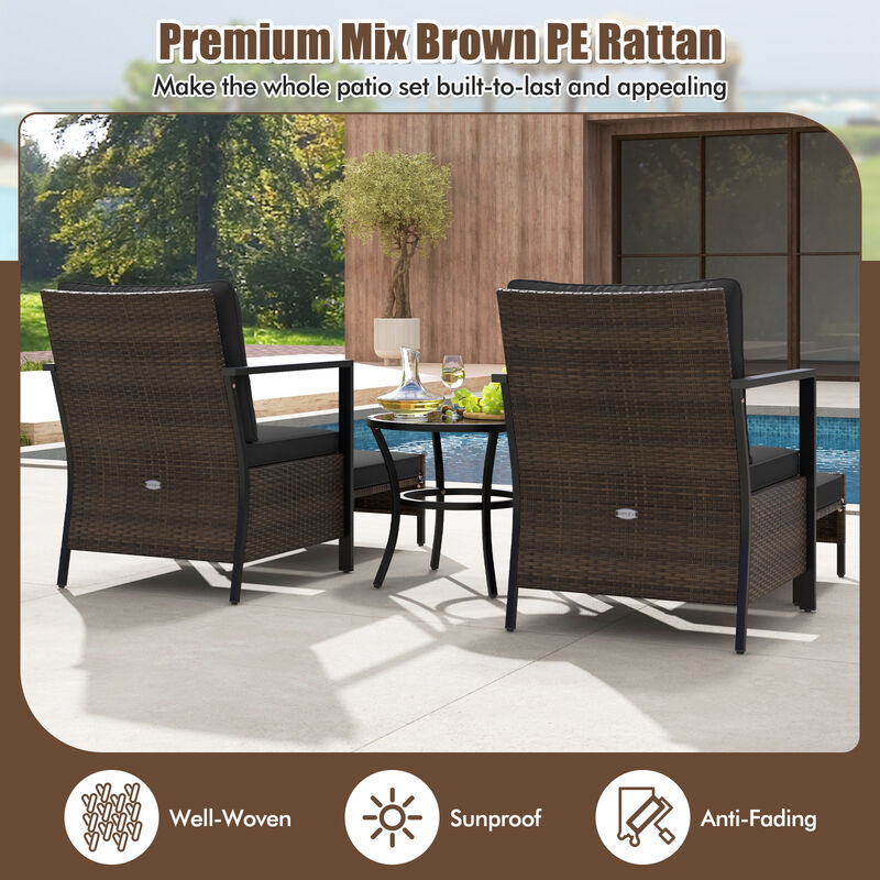 4 Piece Outdoor Furniture Set with Glass Topped Coffee Table