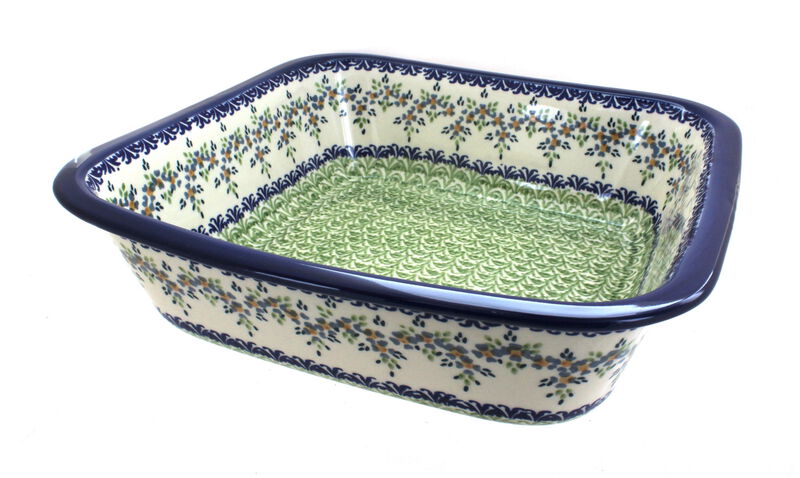 Blue Rose Polish Pottery Tulip Large Square Baker