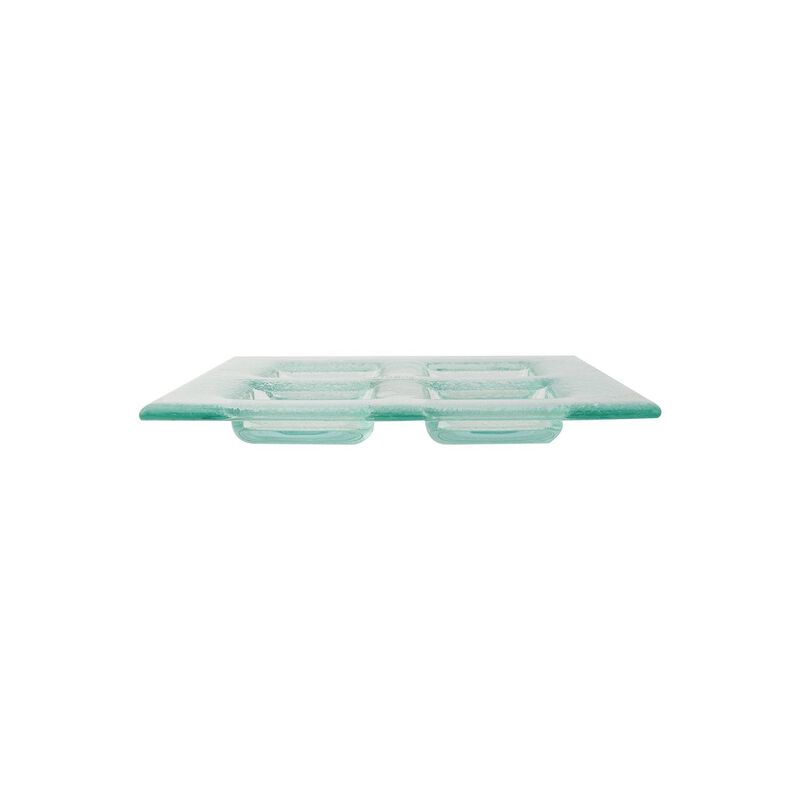 Turgla Fusion Glass 8" x 8" Square Clear Glass Sectional Plate (Set of 2) image number 2