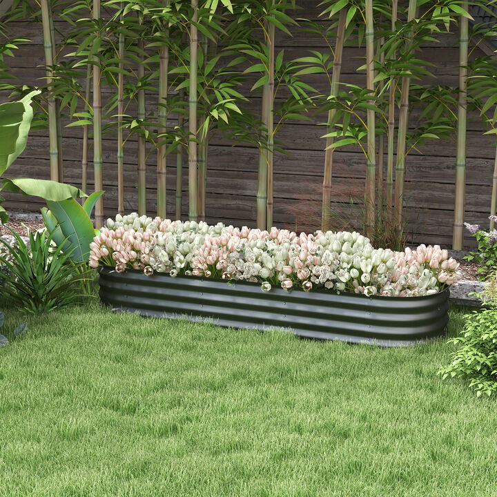 Hivvago Metal Raised Planter Box with Edge Protection, 6.4'x2'x1'