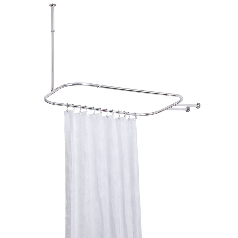 Utopia Alley Rustproof Aluminum Hoop Shower Rod With Ceiling Support for Clawfoot Tub, 58.3 Inch Size by 24 Inch image number 5
