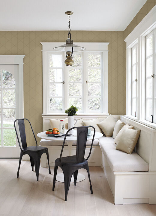 Walcott Taupe Stitched Trellis Wallpaper (Set of 2)