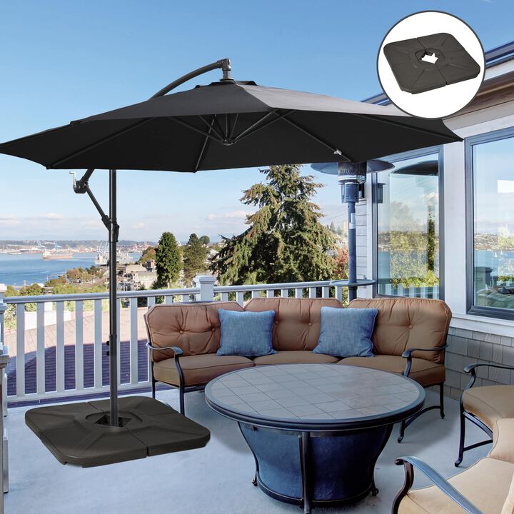 Brown Cantilever Support: 4-Piece 175lb Square Umbrella Base Weights