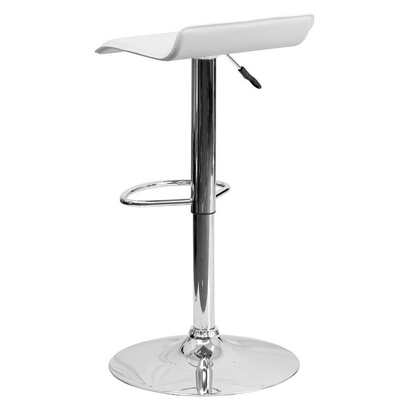 Flash Furniture Contemporary Brown Vinyl Adjustable Height Barstool with Solid Wave Seat and Chrome Base