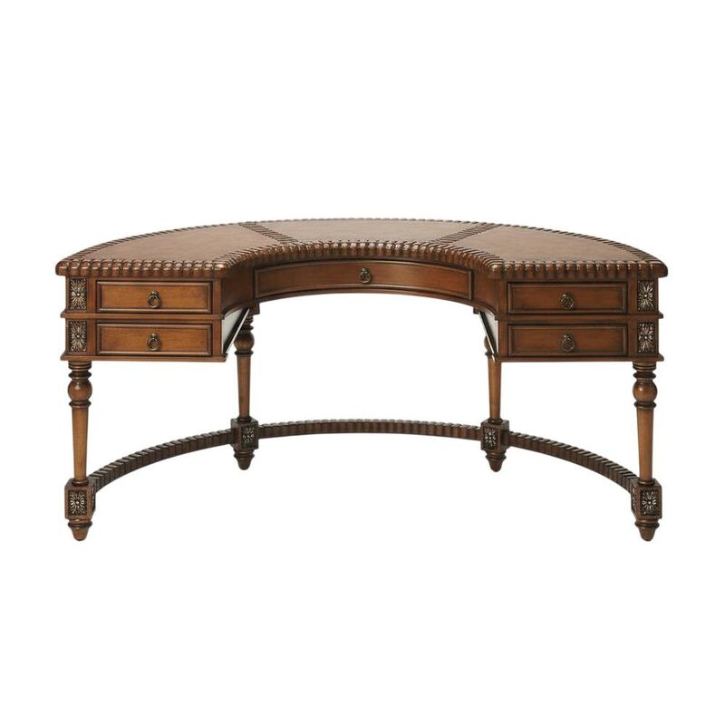 Starlight Canyon Home Dark Brown Office Desk With Multiple Drawers And Distressed Finish image number 3
