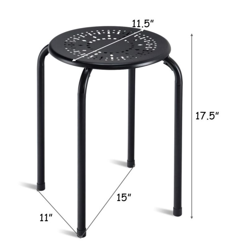 Hivvago Set of 6 Stackable Multifunctional Daisy Design Backless Round Metal Stool Set