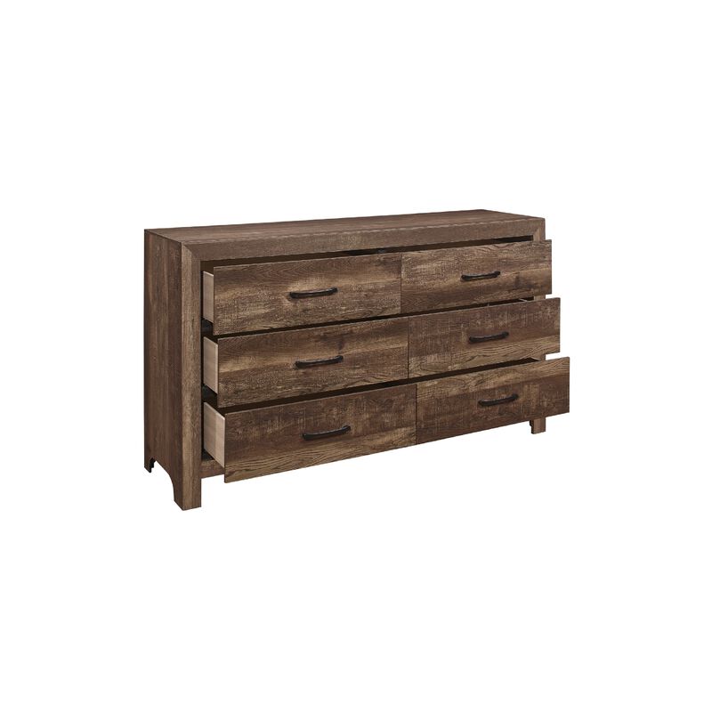 Full Size Bedroom Set, Brown Finish, Panel Design, 4-Piece Set with Bed, Nightstand, Dresser and Chest image number 4