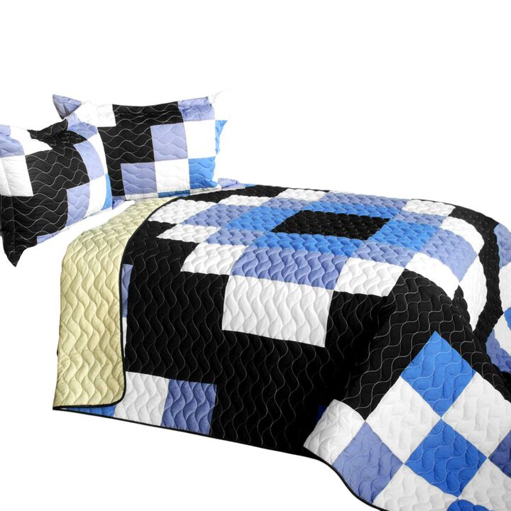 Vermicelli Quilted Patchwork Bedding Set Queen Size Ray of Light Design