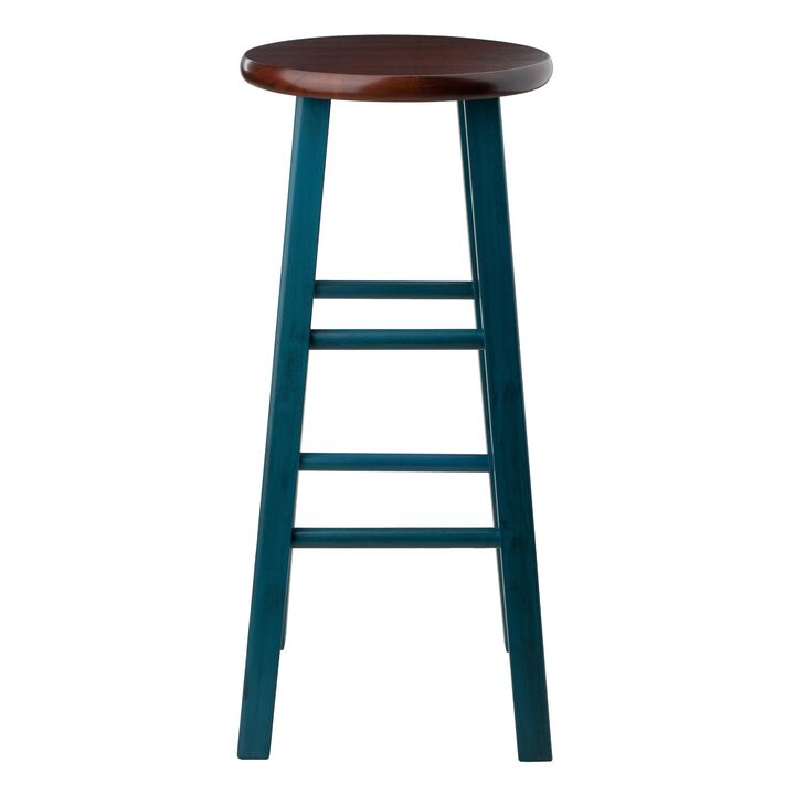 Winsome Wood Ivy Model Name Stool, Rustic Teal/Walnut 13.6x13.6x29.1