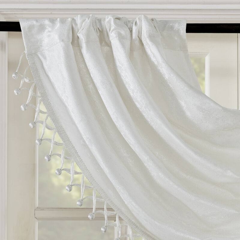 Gracie Mills Soraya Contemporary Embellished Trim Marble Jacquard Valance