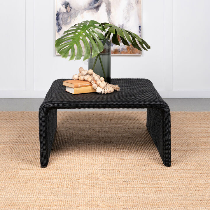 Coaster Cahya Woven Rattan Square Coffee Table Black