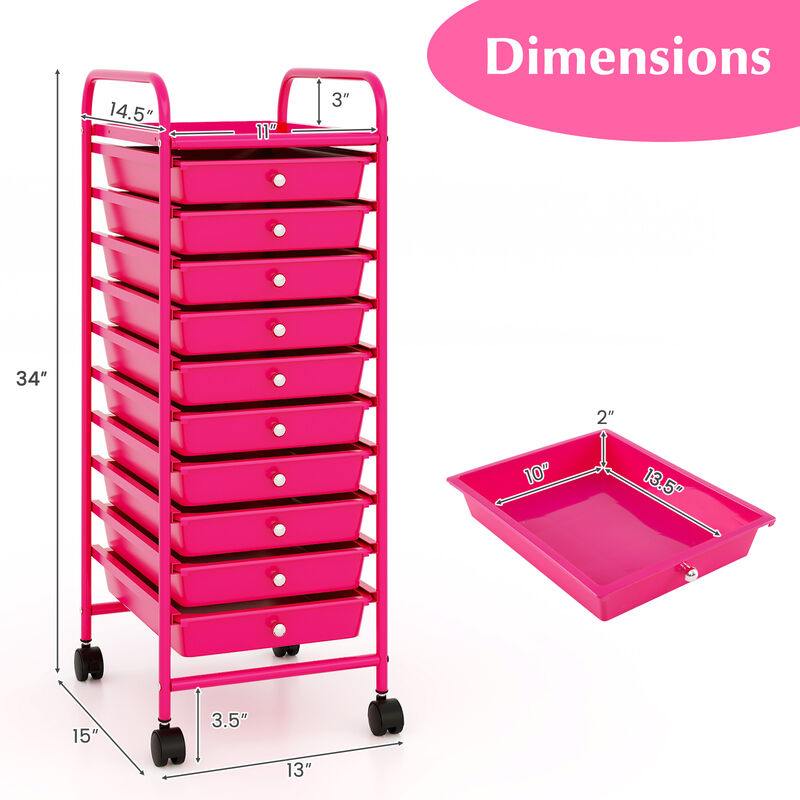 Rolling Cart Organizer with 10 Drawers &ndash; Ideal for Home or Office