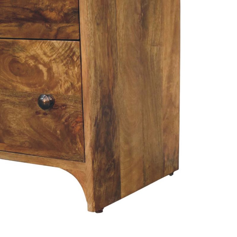 Artisan Furniture Solid Wood Scalloped Edge Chest, 3 Drawers, Brown image number 6