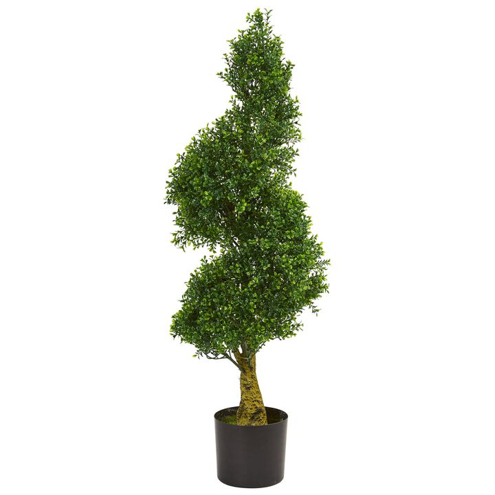HomPlanti 4 Feet Spiral Boxwood Artificial Tree UV Resistant (Indoor/Outdoor)