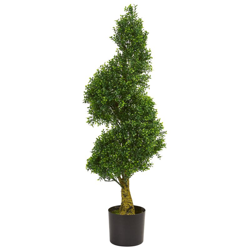 Hivvago 4 Feet Spiral Boxwood Artificial Tree UV Resistant (Indoor/Outdoor)