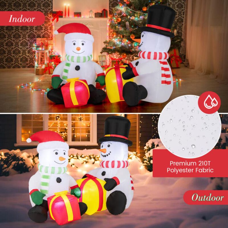 Hivvago 5 Feet 2 Cute Blow-up Snowman Christmas Inflatables with Gift Boxes