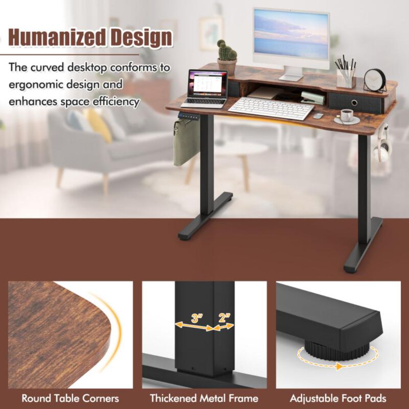 Hivvago 48 Inch x 24 Inch Height Adjustable Electric Standing Desk with 2 Drawers