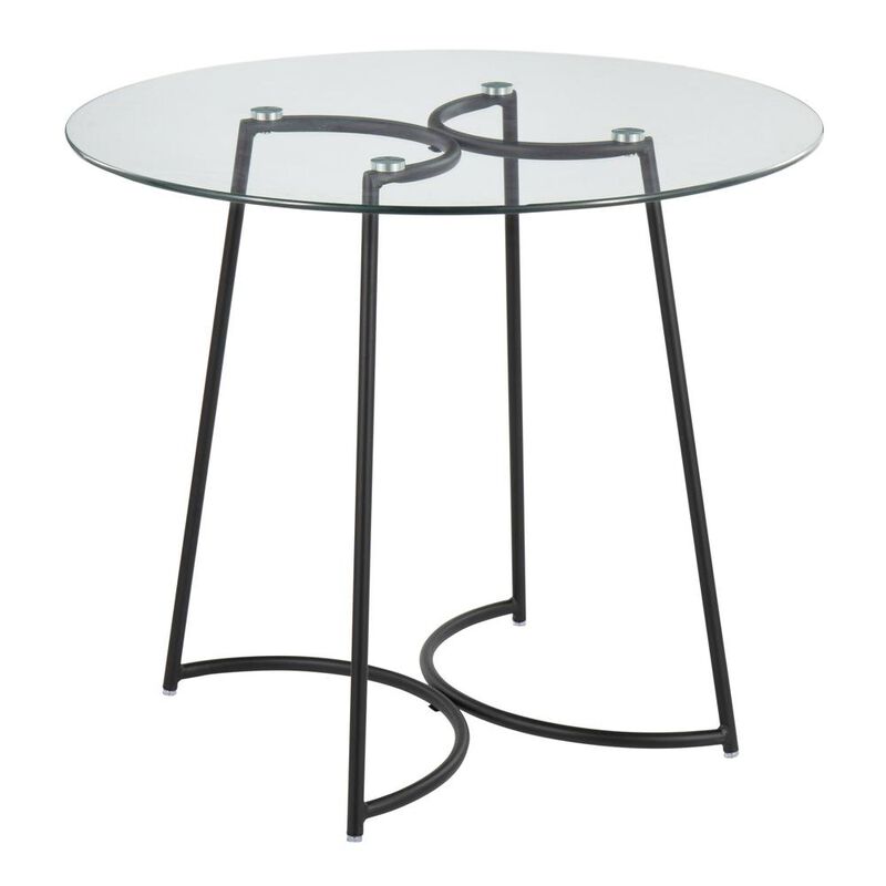 LumiSource Black Steel, Clear Glass Cece Dinette Table