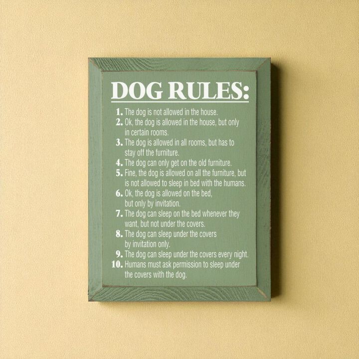 Funny Pet Rules Wood Sign Dog Lover Rustic Farmhouse Wall Hanging Decor