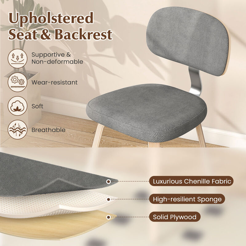 Wooden Dining Kitchen Chairs Set of 2 with Soft Chenille Fabric Upholstery image number 4