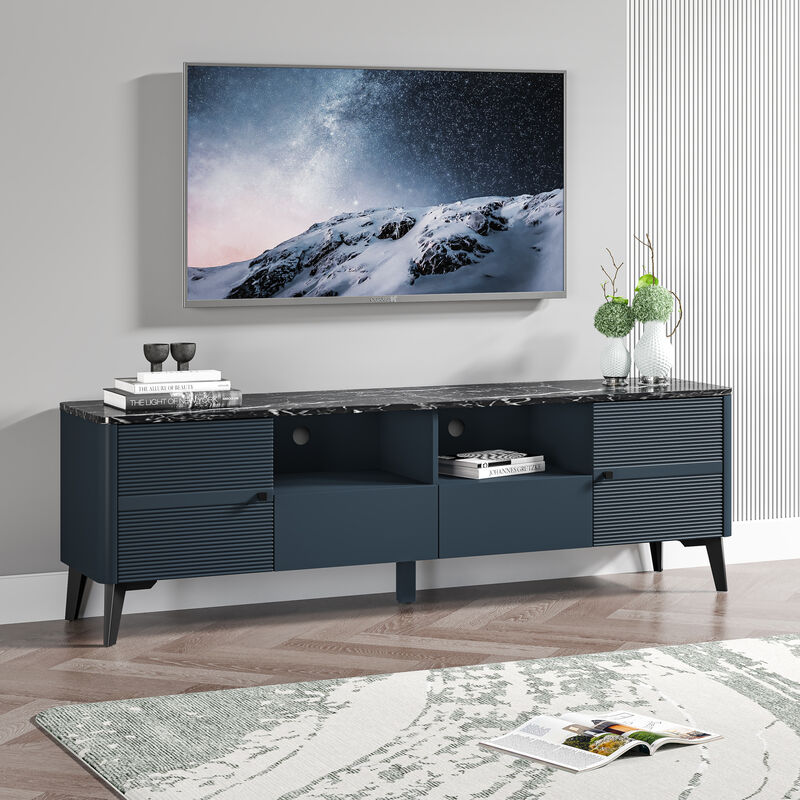 FESTIVO Stylish 70-Inch TV Stand with Marble-Printed Top