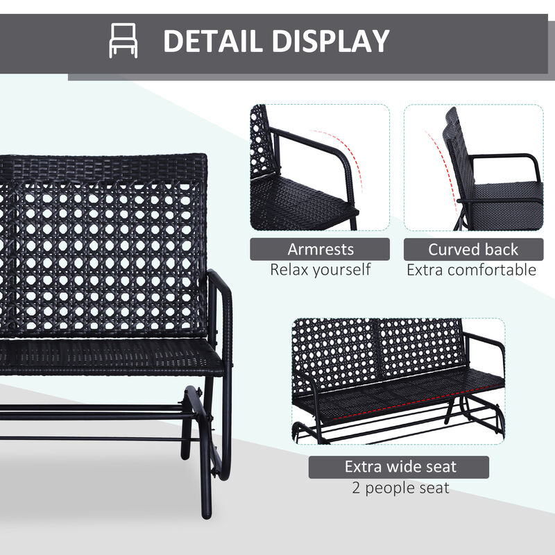 Hivvago 2-Person Outdoor Wicker Glider Bench for Patio or Garden image number 5