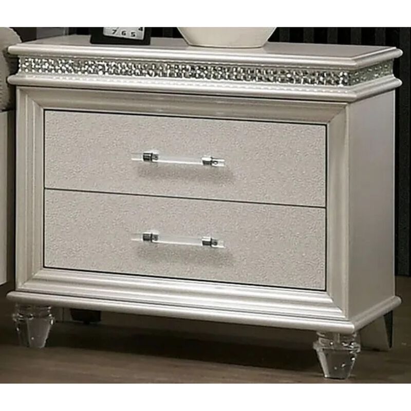 Streamdale Classic Pearl Nightstand: 2-Drawers, Solid Wood, Felt Top