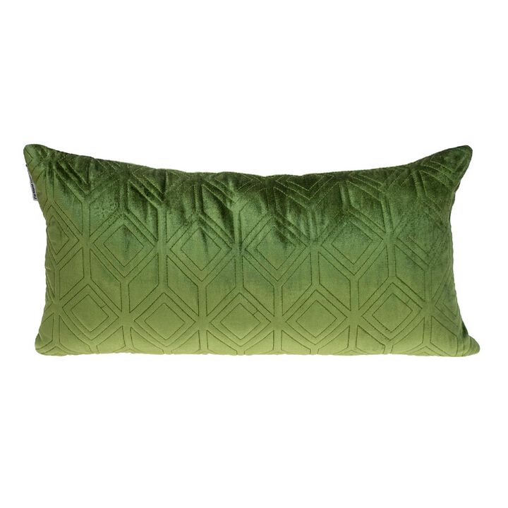 24" Olive Rectangular Quilted Throw Pillow