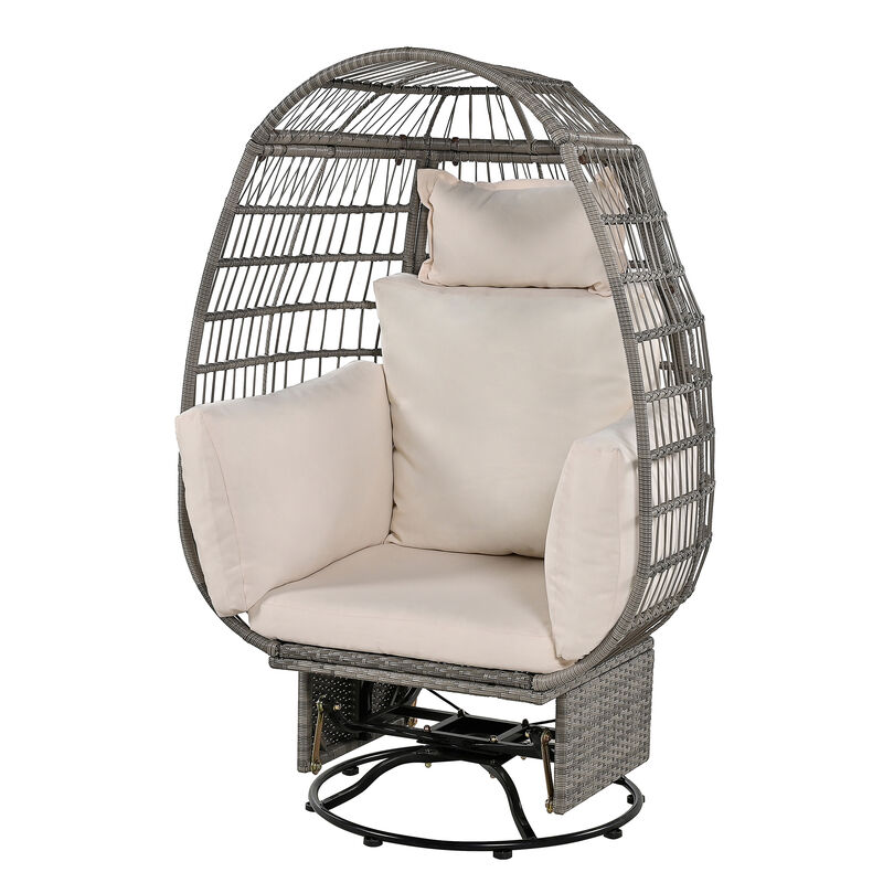 Merax Egg-shape Outdoor Swivel Chair with Cushions