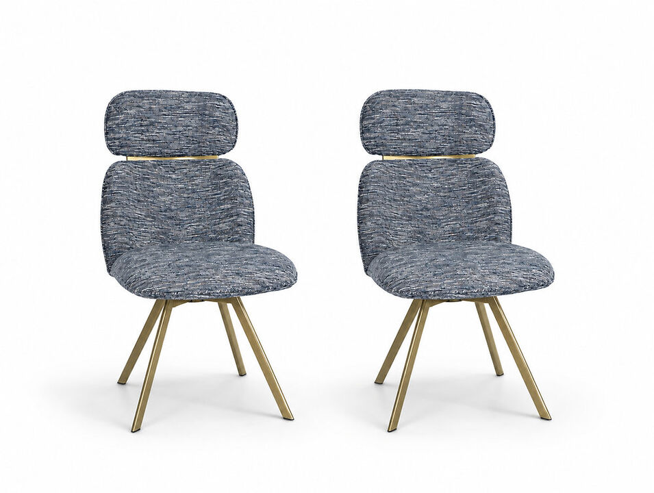 2-Piece Modern Upholstered Dining Chair Set with Gold Metal Legs, High Back Side Chairs (Set of 2)