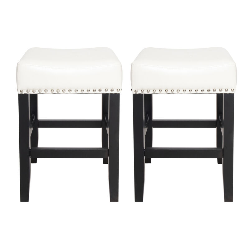 Merax Backless Ivory Leather Counter Stool (Set of 2)