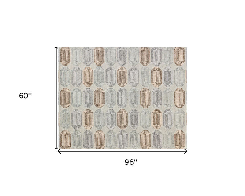 HomeRoots Wool Abstract Geometric Hand Tufted Non Skid Area Rug image number 3