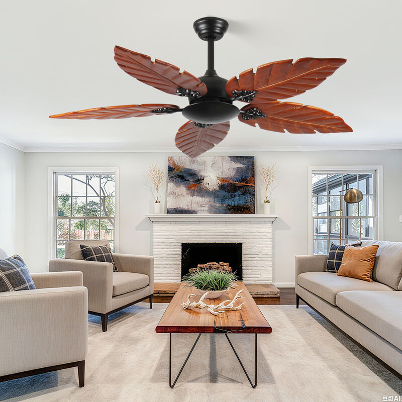 ELEMENT ACE 52 Inch Tropical Palm Leaf No-Light Ceiling Fan, Reversible Indoor/Outdoor Fan for Patio, Living Room, Porch, Energy Efficient Quiet Operation image number 3