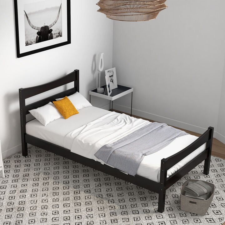 Rustic Platform Bed Frame with Headboard and Footboard &ndash; Bedroom Furniture