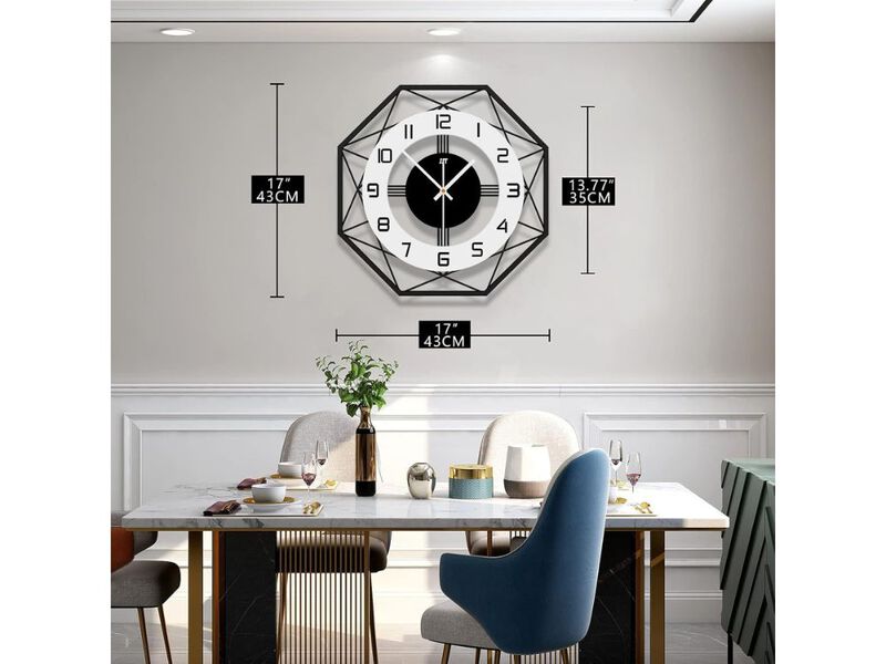 17" Large Silent Wall Clock - Non-Ticking Battery Operated Quartz for Living Room & Kitchen image number 2