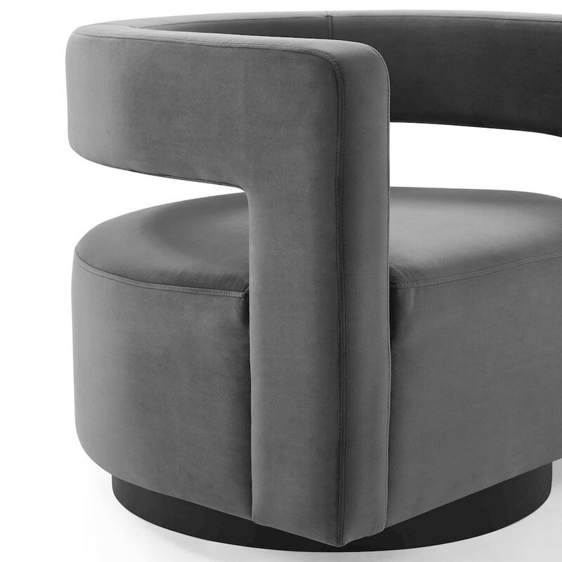 Spin Cutaway Performance Velvet Swivel Armchair image number 5