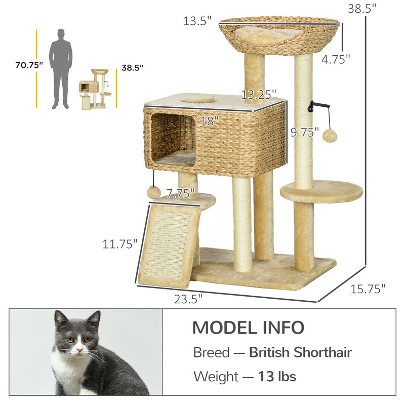 Cat Condo Tree with Multiple Platforms, Hideaways, and Hanging Toys for Cats