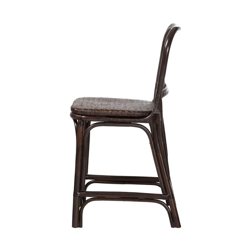 bali & pari Irene Natural Rattan Counter Stool - Handwoven Wicker Accent Stool with Lattice Backrest for Kitchen Island Seating image number 2