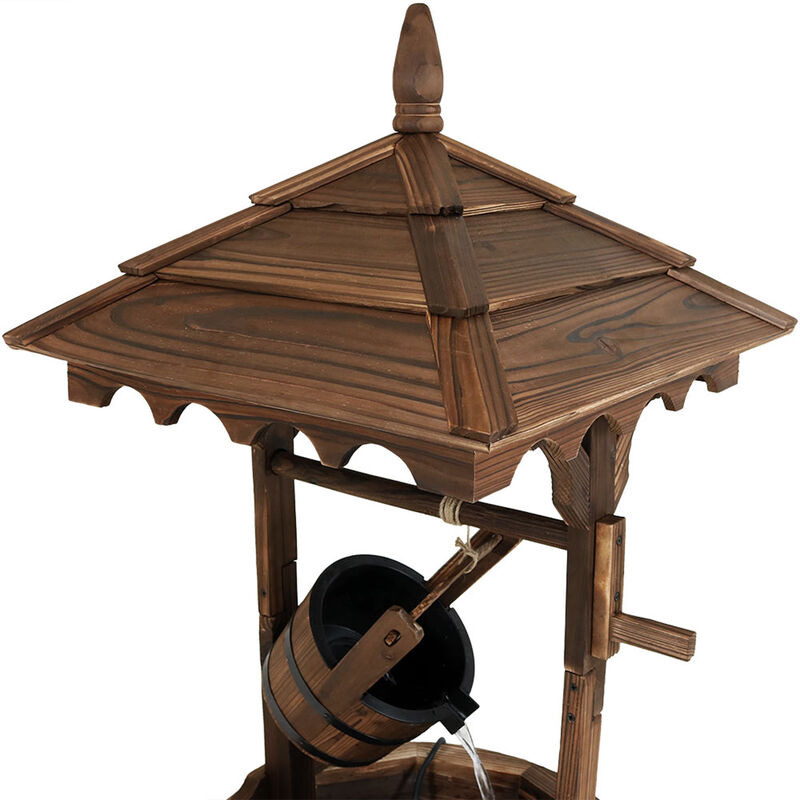 Sunnydaze Old-Fashioned Wood Wishing Well Water Fountain with Liner - 48 in