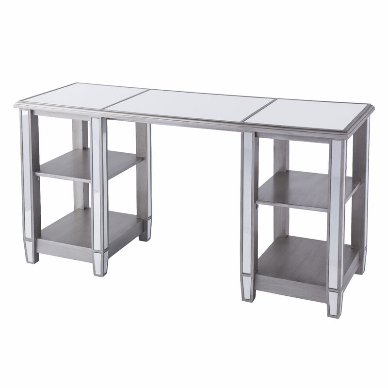 Elegant Mirrored Desk with Drawers for Bedroom or Workspace Organization