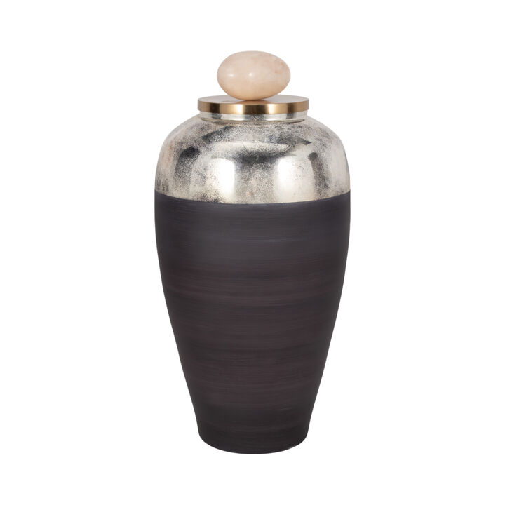 Glass, 23" Vase W/ Resin Topper, Gray