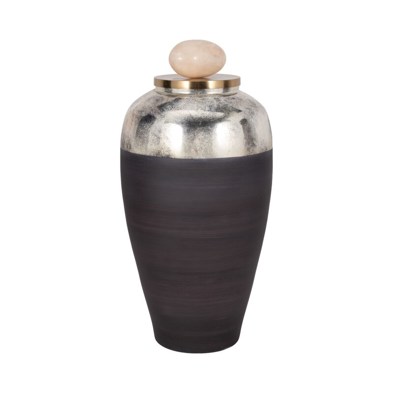 Glass, 23" Vase W/ Resin Topper, Gray image number 1
