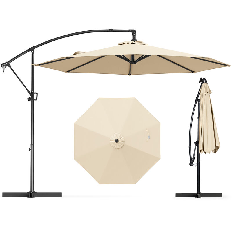Offset Hanging Patio Umbrella with Base &ndash; Infinite Tilt Cantilever Design