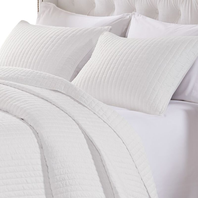 Xumi 3pc Full Queen Quilt and Pillow Sham Set, Channel Style Antique White - Benzara