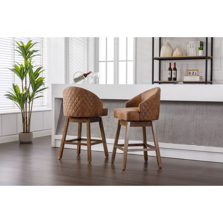 Bar Stools Set of 2 Counter Height Chairs with Footrest for Kitchen, Dining Room And 360 Degree Swivel